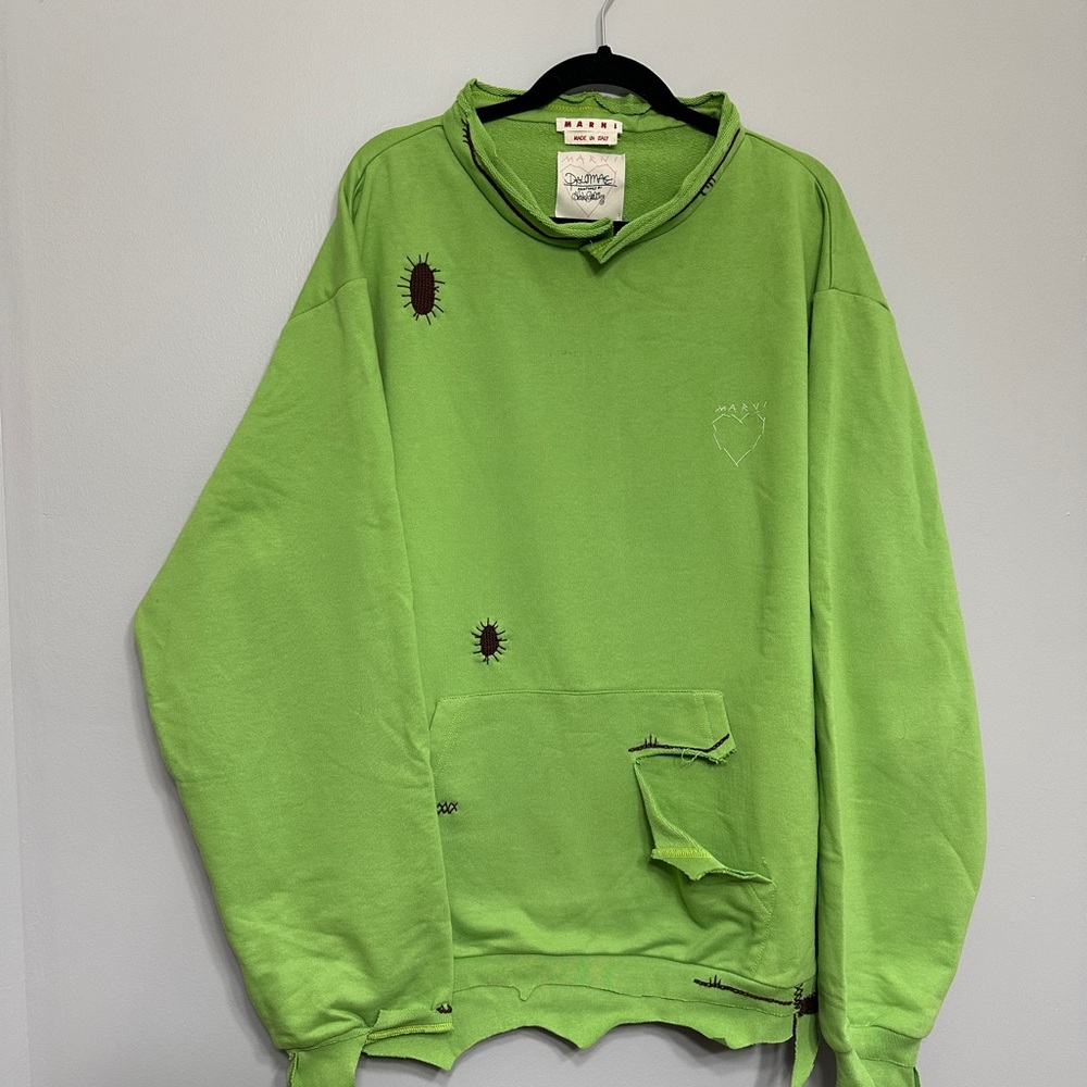 Green Distressed Oversized Sweatshirt